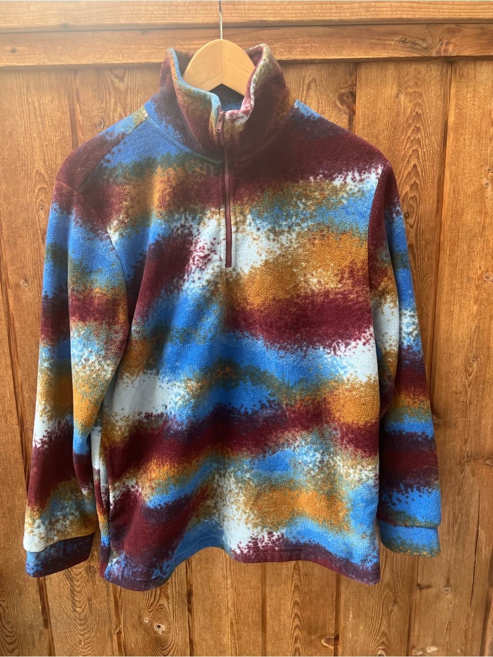 Y2K Silver Jeans Co Abstract Print Quarter Zip Fleece Size XS Oversized